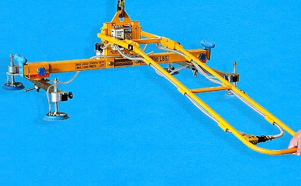 ANVER Four Pad Compressed Air Powered Vacuum Lifter with Extra-Long Extension Handle for Lifting 9' High Vertical Lift of 4' X 8' Metal Roof Sections into Truck